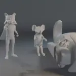 Courageous Cat and Minute Mouse - Car and 2 Figure Set