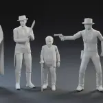 Wild Wild West - Jim West Artemus Loveless Voltaire - 6 Figure Set - 1:24
