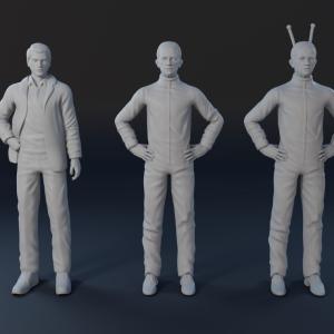 My Favorite Martian - 3 Figure Set - Martin (x2) and Tim - 1:24