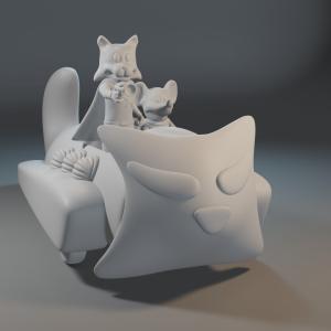 Courageous Cat and Minute Mouse - Car and 2 Figure Set